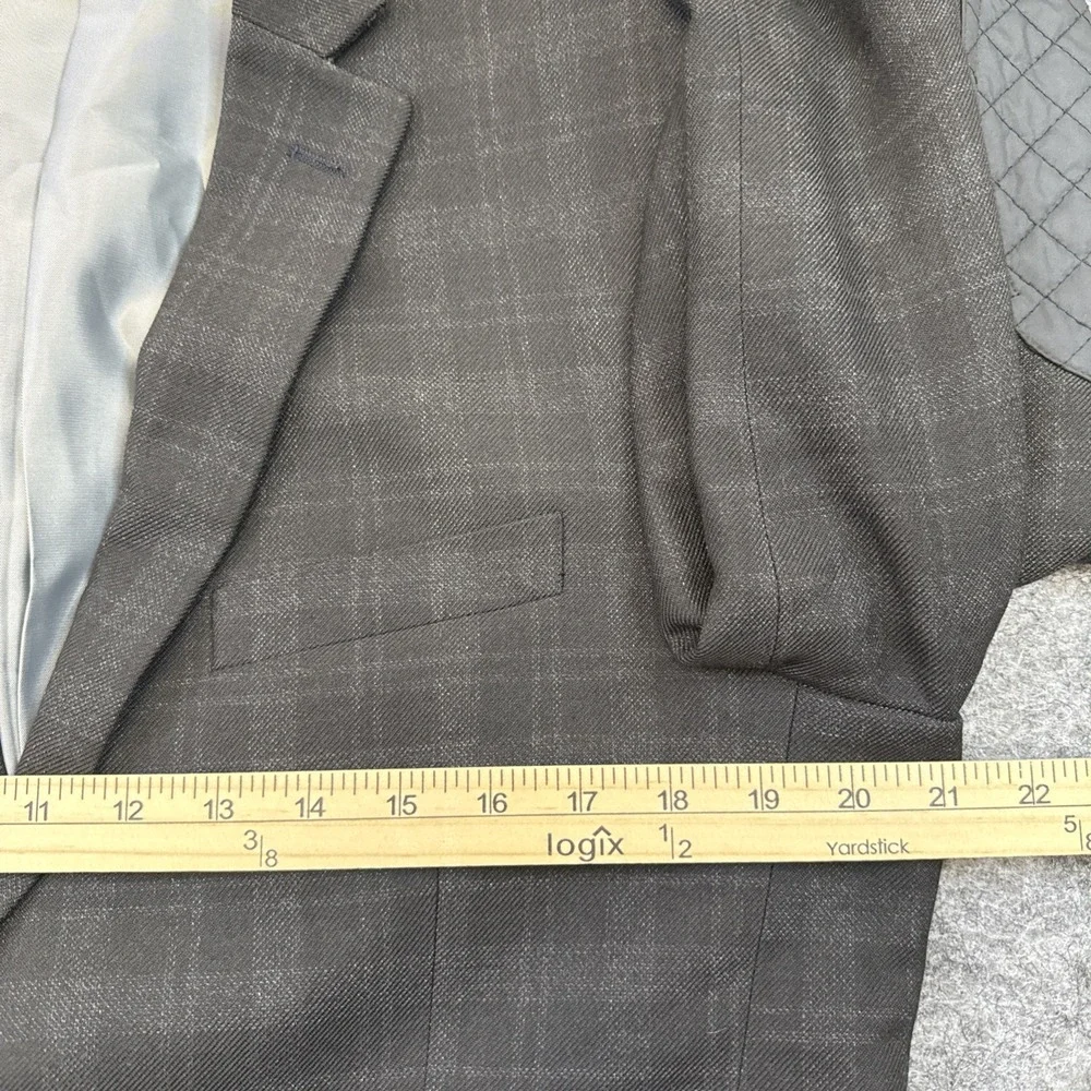 The Savile Row Co London Aberdeen‎ sport coat men's 40R gray plaid elbow patches